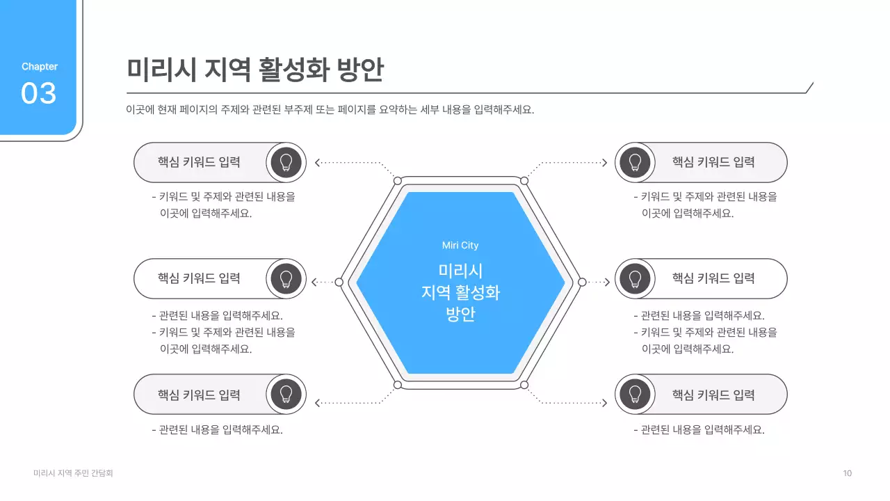 흰색과 하늘색의 심플한 간담회 발표자료