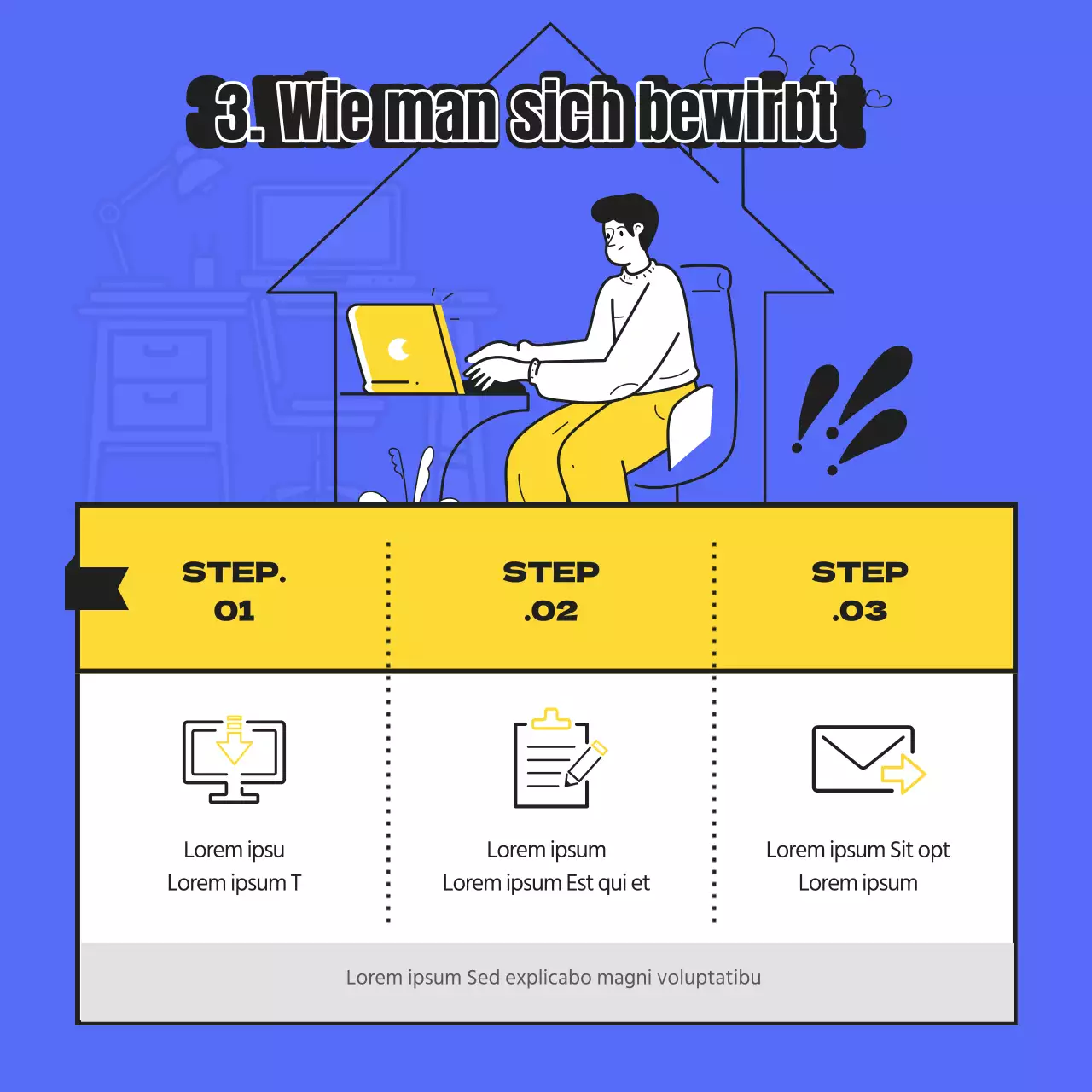 Werben Sie für die Rekrutierung von Mitarbeitern mit einem Knall in Gelb und Blau