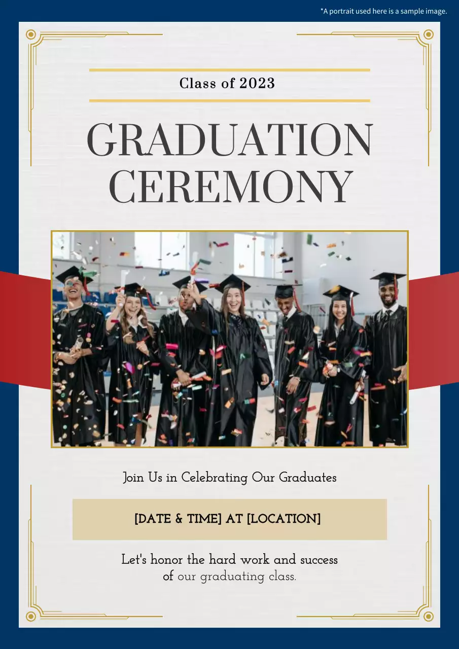 Blue Classic Graduation Invitation Poster