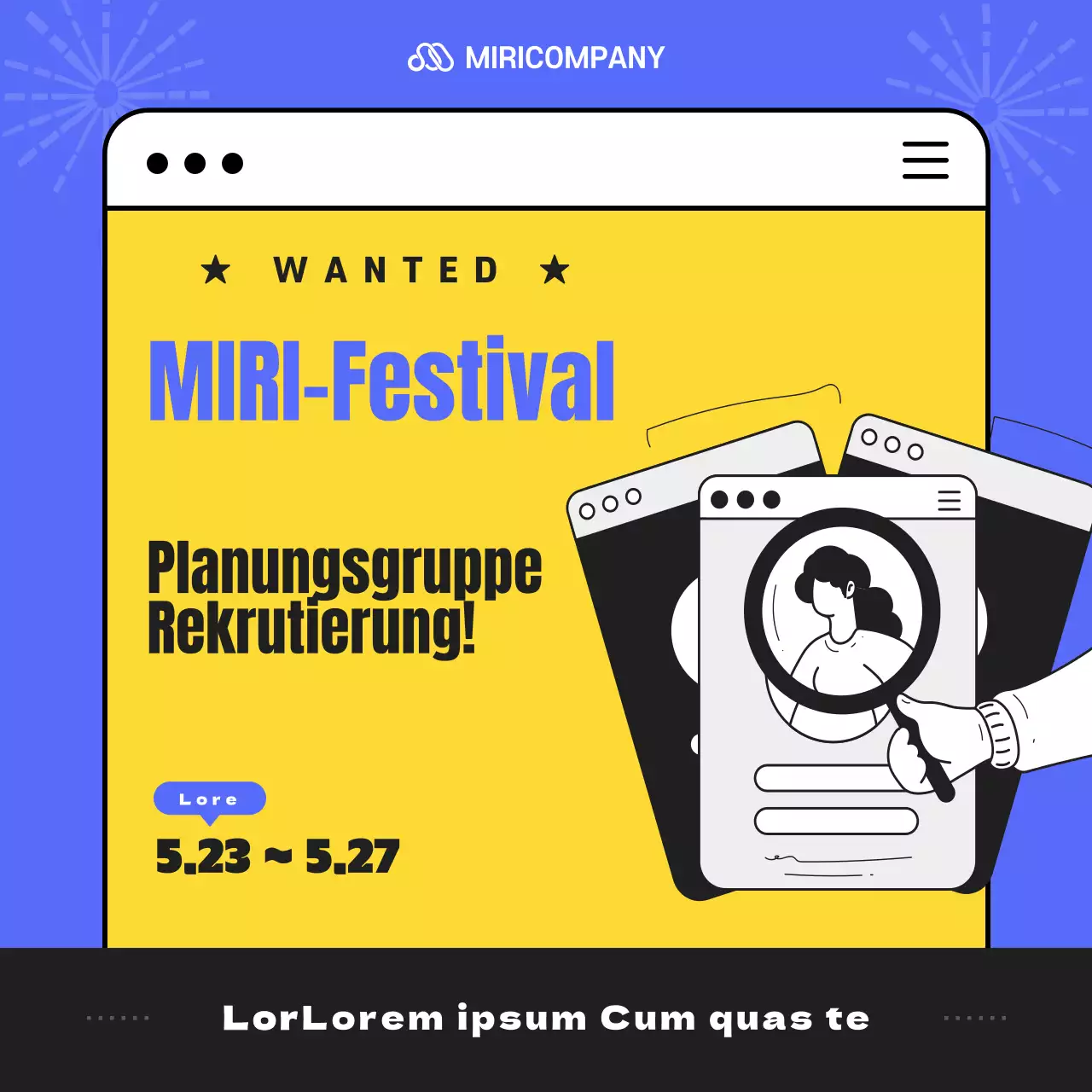 Werben Sie für die Rekrutierung von Mitarbeitern mit einem Knall in Gelb und Blau