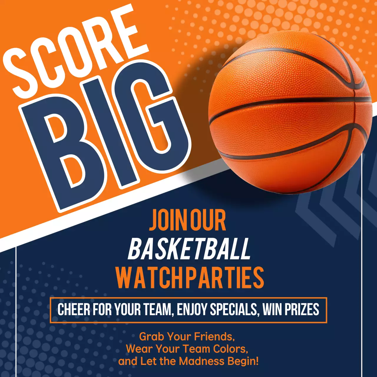 Orange Trendy Basketball Promotion Social Media Post