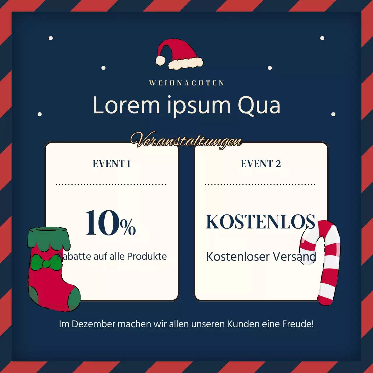 Werben Sie für eine marineblaue und rote Feiertagsveranstaltung