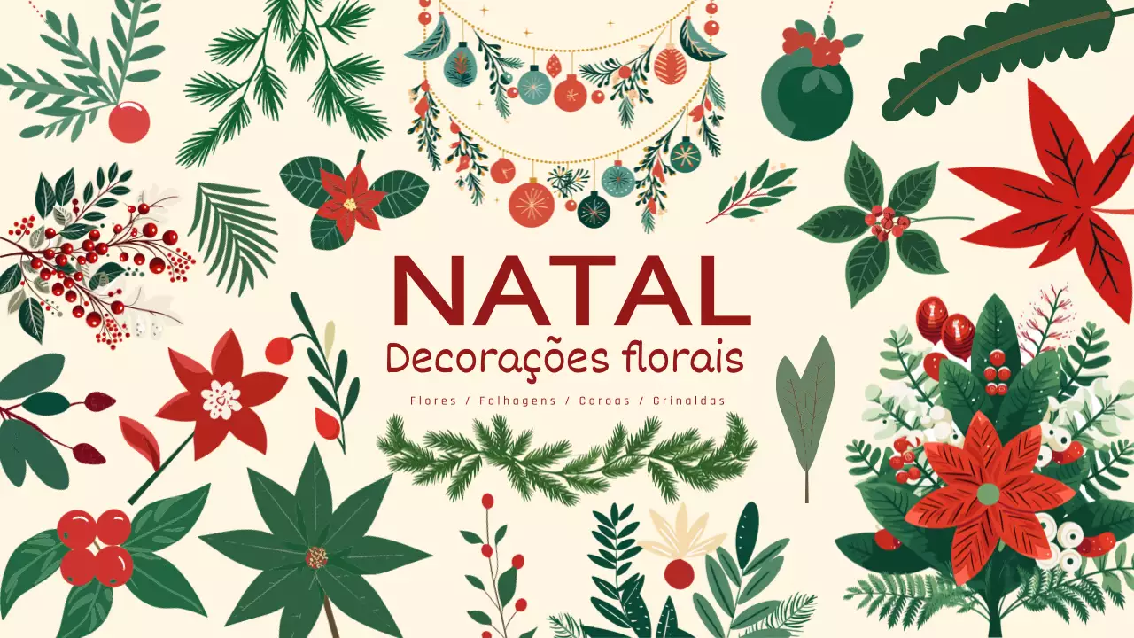 Coleção de slides de elementos decorativos de Natal