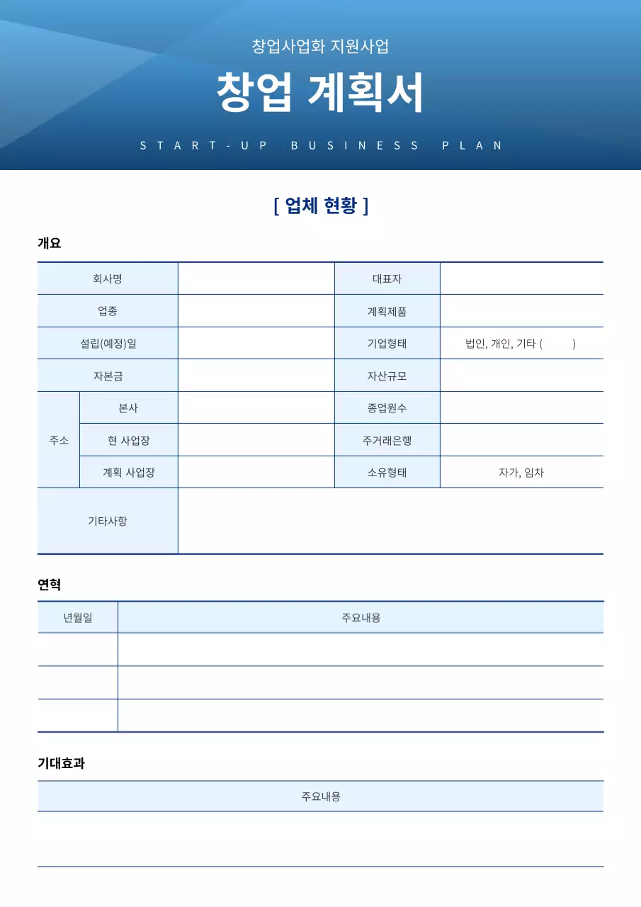 파랑의 심플한 창업 계획서