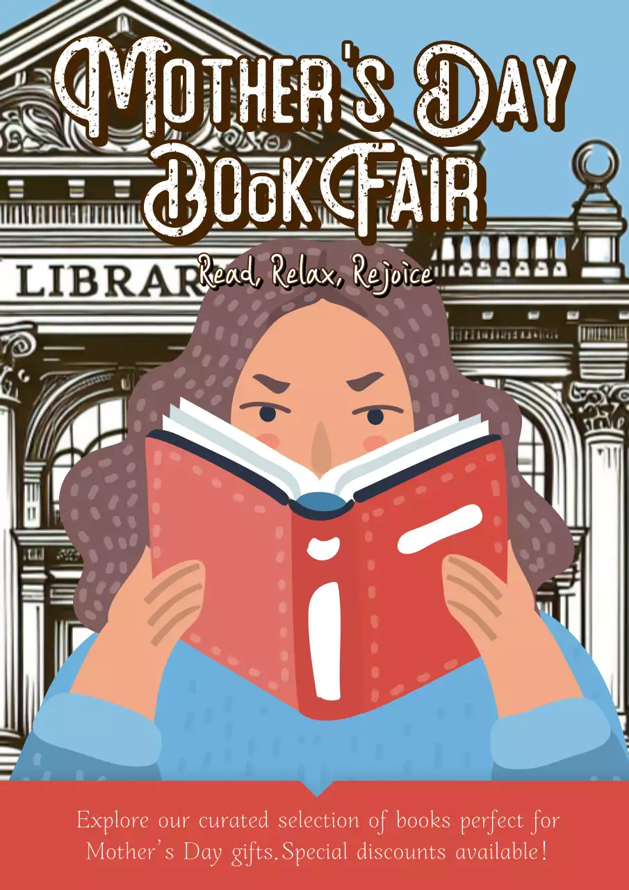 Blue Vintage Book Fair Promotion Poster