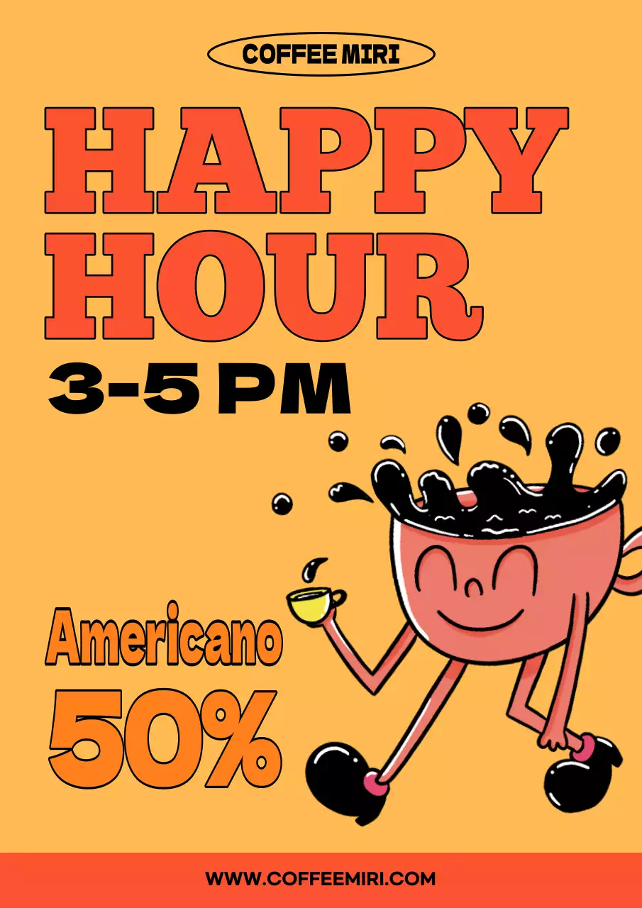 주황색의 키치한 카페 이벤트 홍보