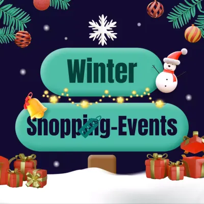 Förderung einer gemütlichen Wintereinkaufsaktion in Marineblau und Grün