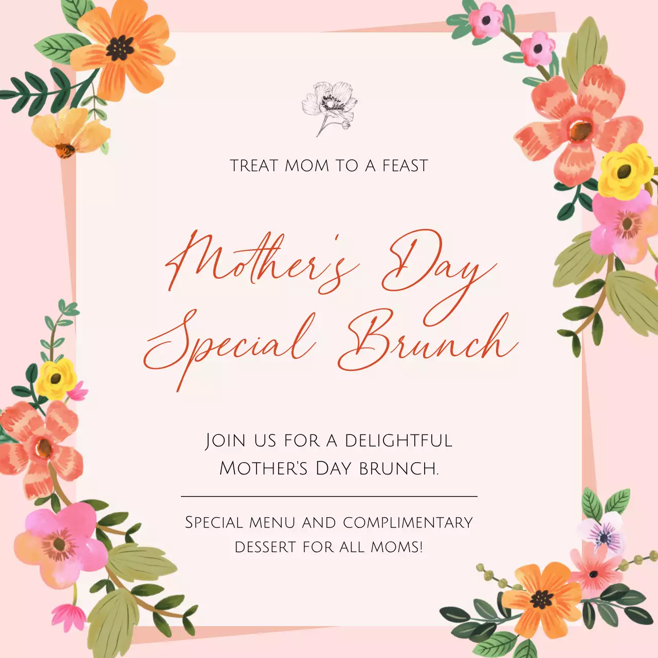 Pink Elegant Mother's Day Invitation Social Media Post