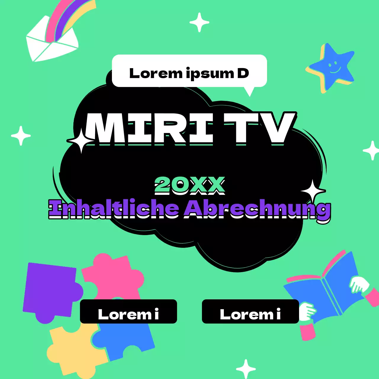 Eine grüne und schwarze Einleitung im Pop-Art-Stil zum Abschluss des Inhalts