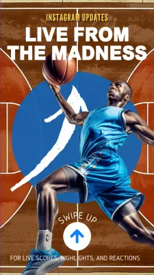 Publicidade azul e castanha na moda da March Madness