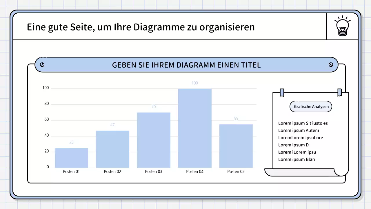 Ein einfacher, hellblauer zusammenfassender Bericht