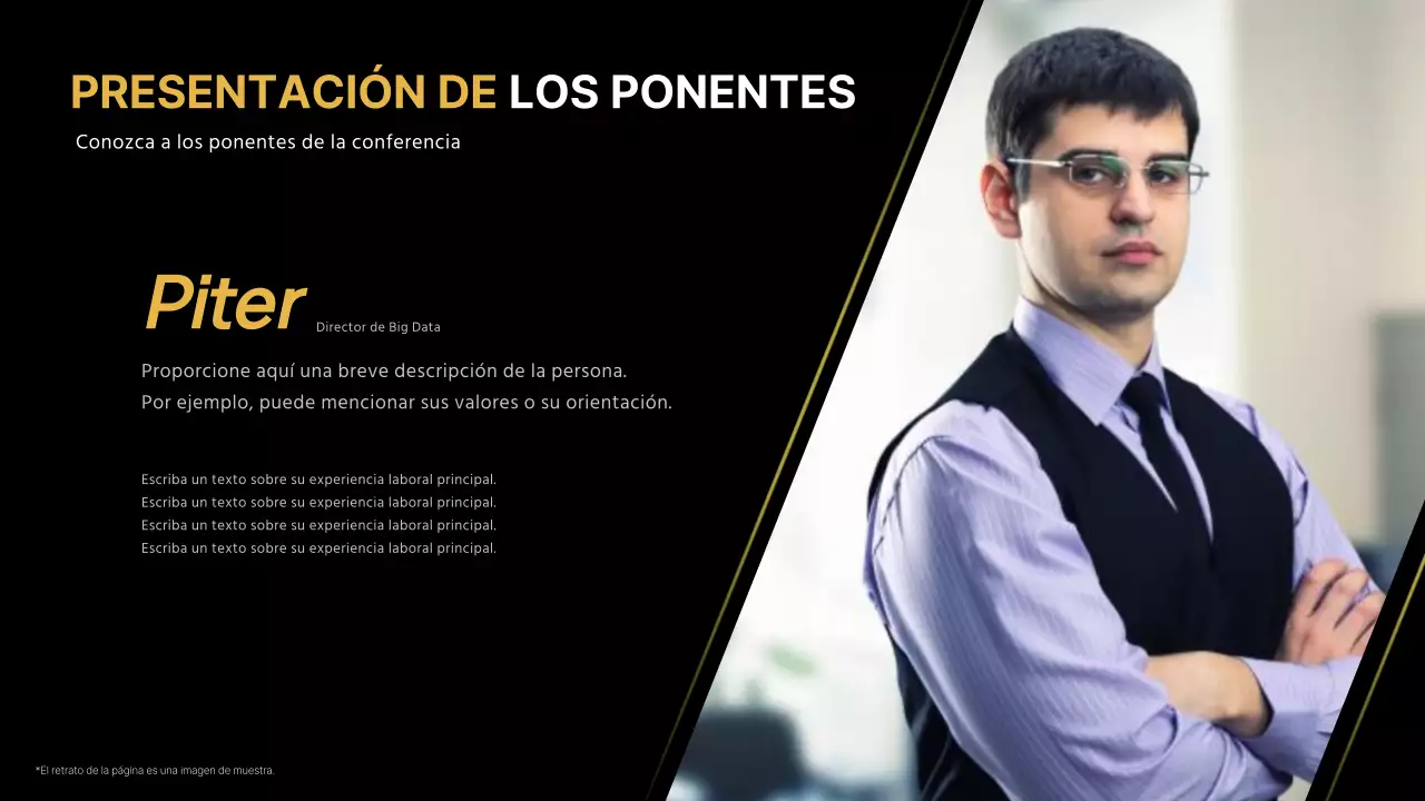 Dorado y negro para una presentación elegante en una conferencia de negocios