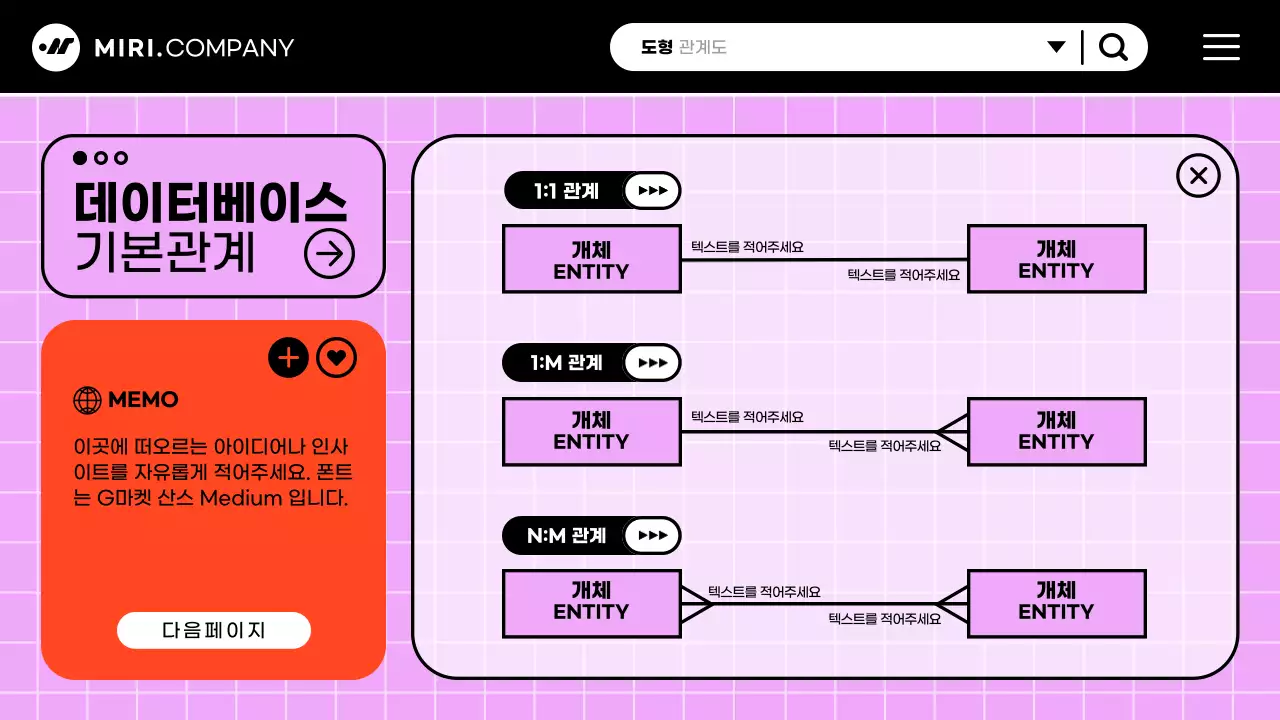 검정과 핫핑크의 사이버 컨셉 개발자를 위한 ERD 기획서