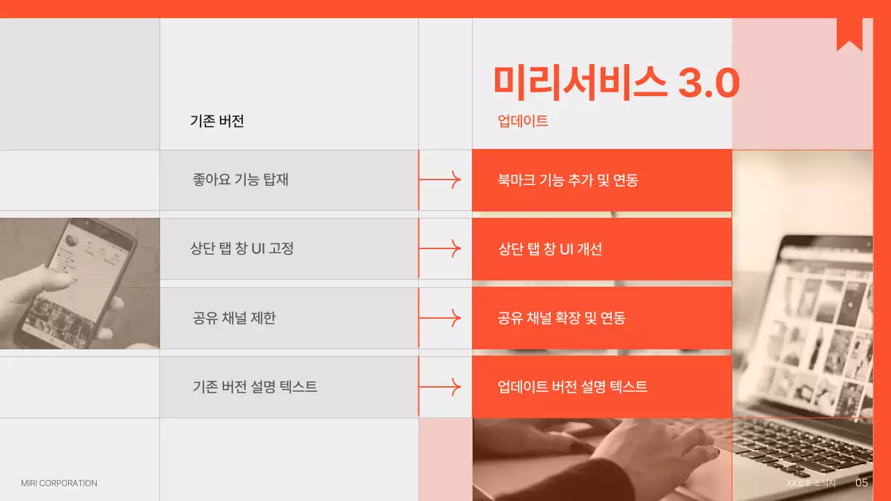 파랑과 빨강의 모던한 서비스 업데이트 안내서