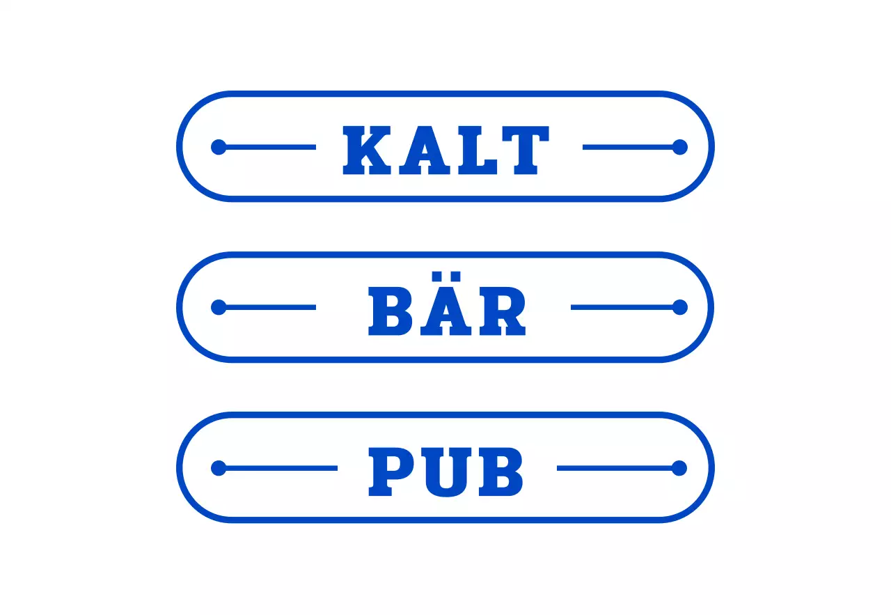 Schaufensterschild einer Brauerei im Retro-Stil mit blauen Farbtönen