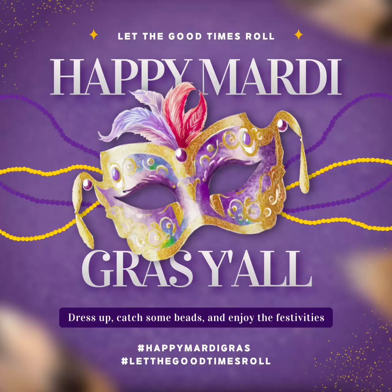Purple Traditional Mardigras Announcement Social Media Post