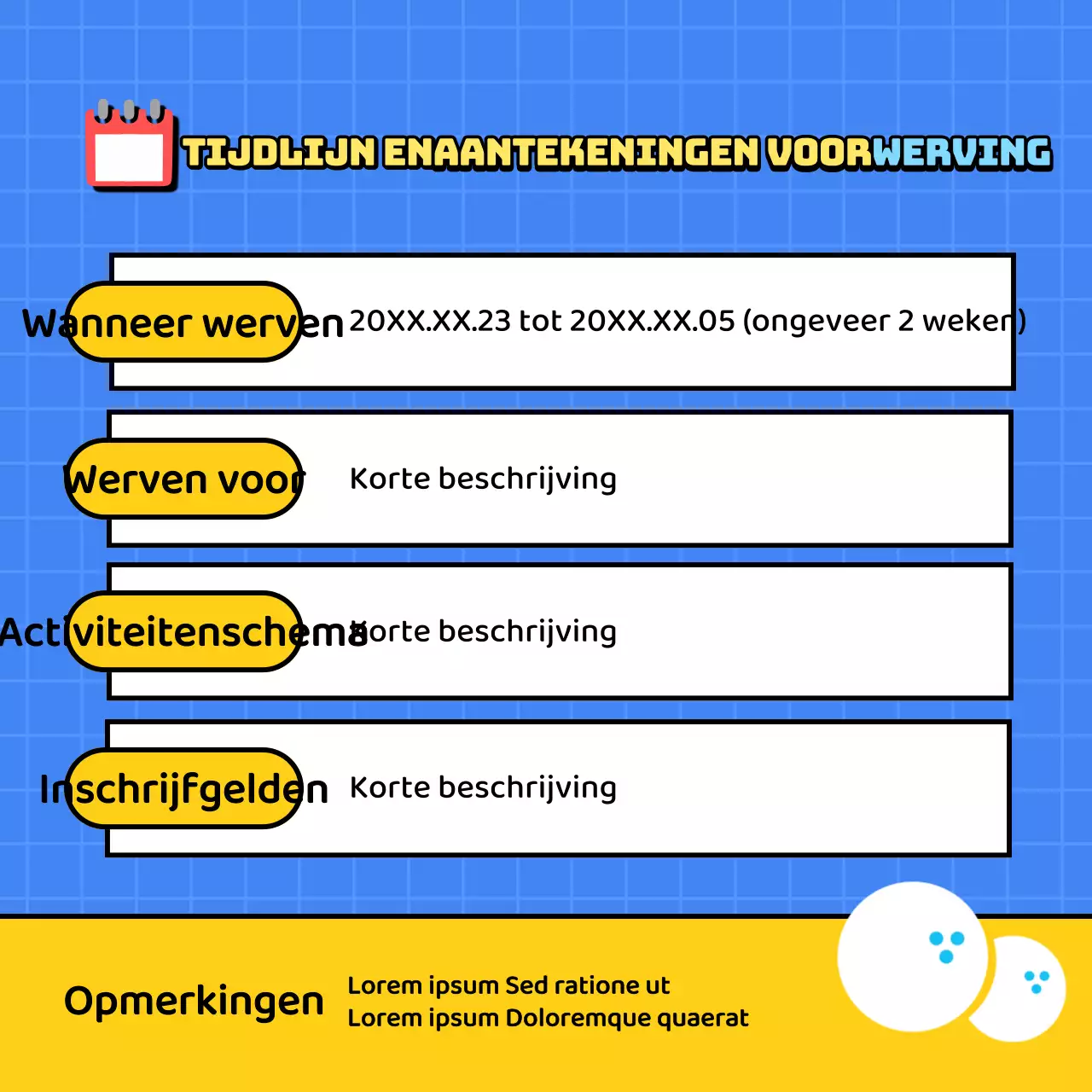 Promoot je blauwe en gele bowlingwervingsinspanningen