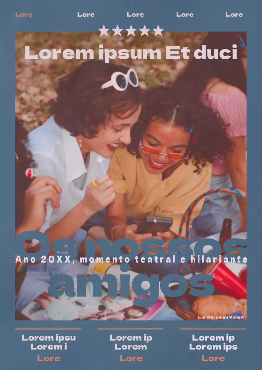 Promova o filme Friends em estilo retro azul-marinho