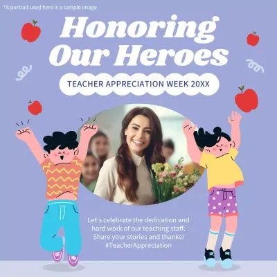 Purple Aesthetic Teacher Announcement Social Media Post