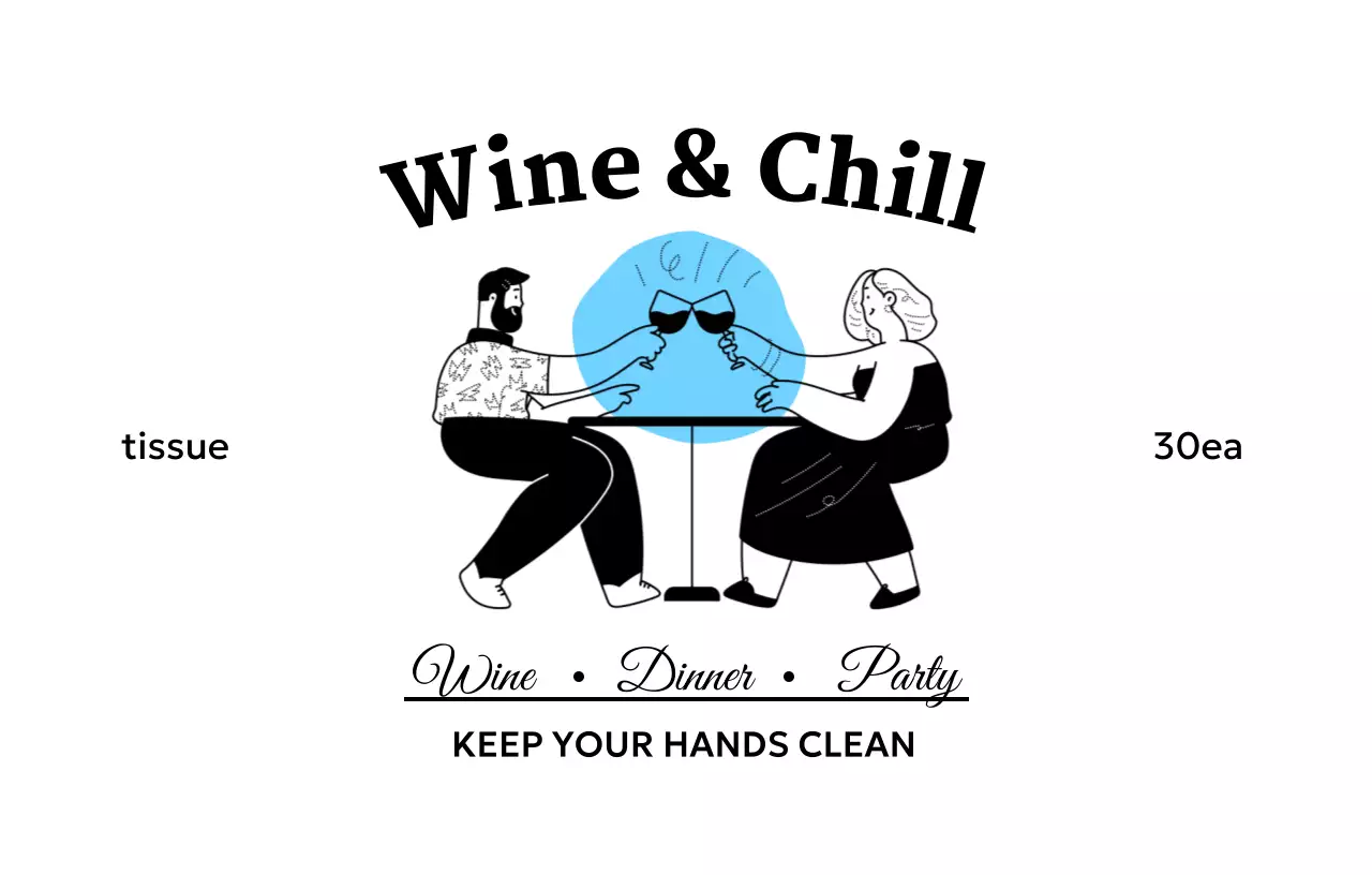 와인을 마시는 사람 일러스트가 인상적인 홍보 디자인