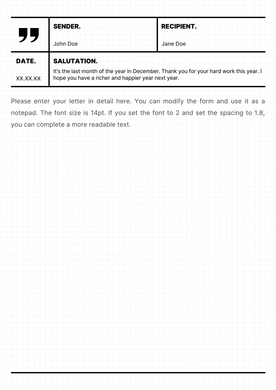 Black Minimal Letter Template