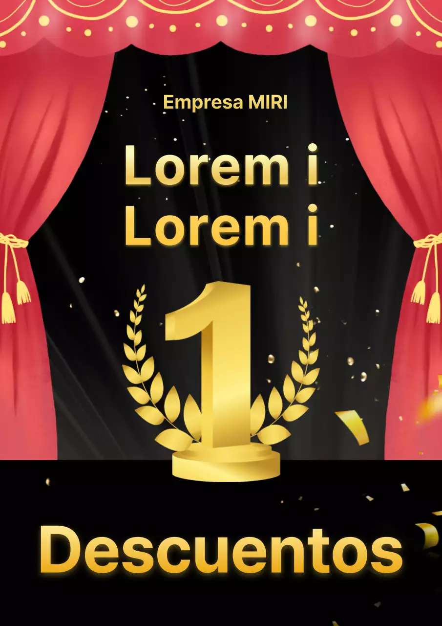 Clásico anuncio de descuento premiado en negro y dorado