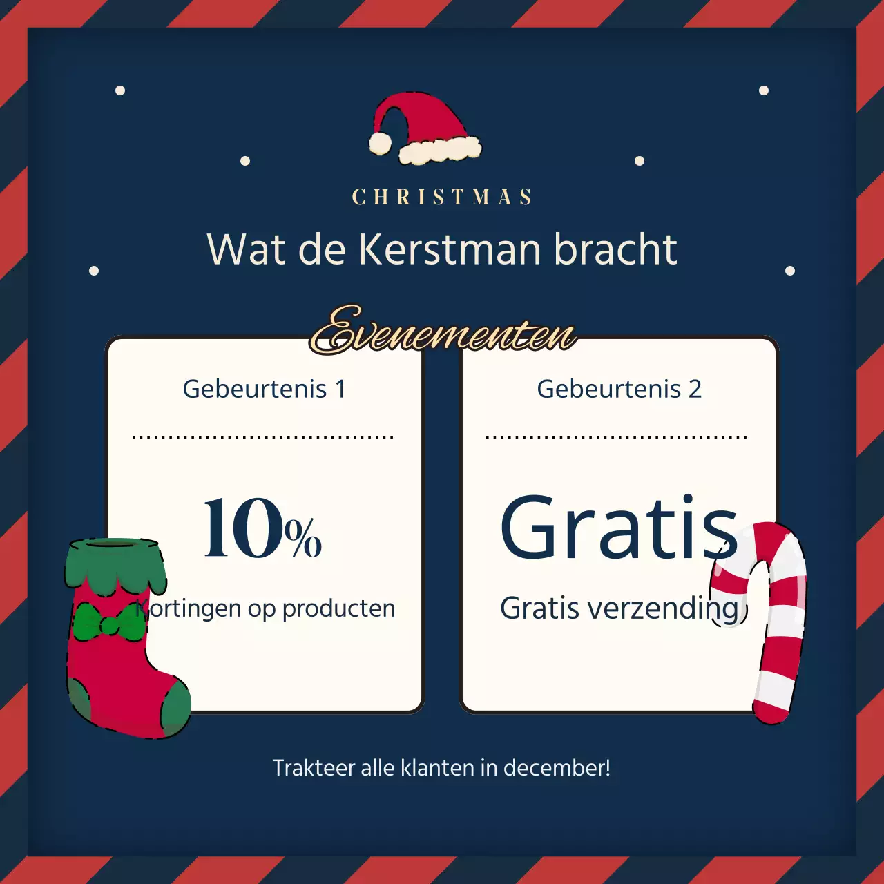 Promoot een marineblauw en rood vakantie-evenement