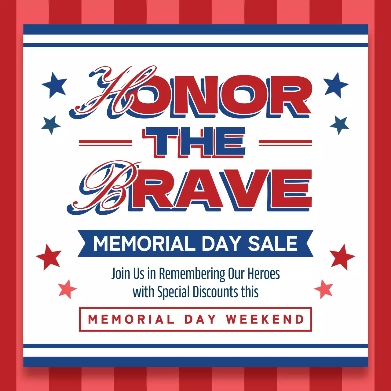 Red Classic Memorial Day Promotion Social Media Post