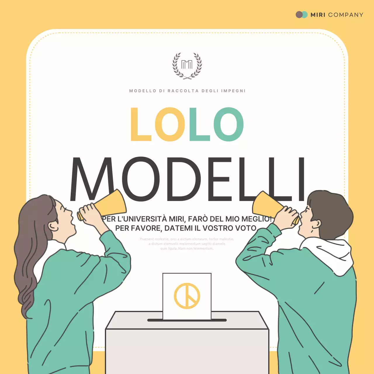 Promuovere una promessa di governo studentesco alla moda, gialla e menta.