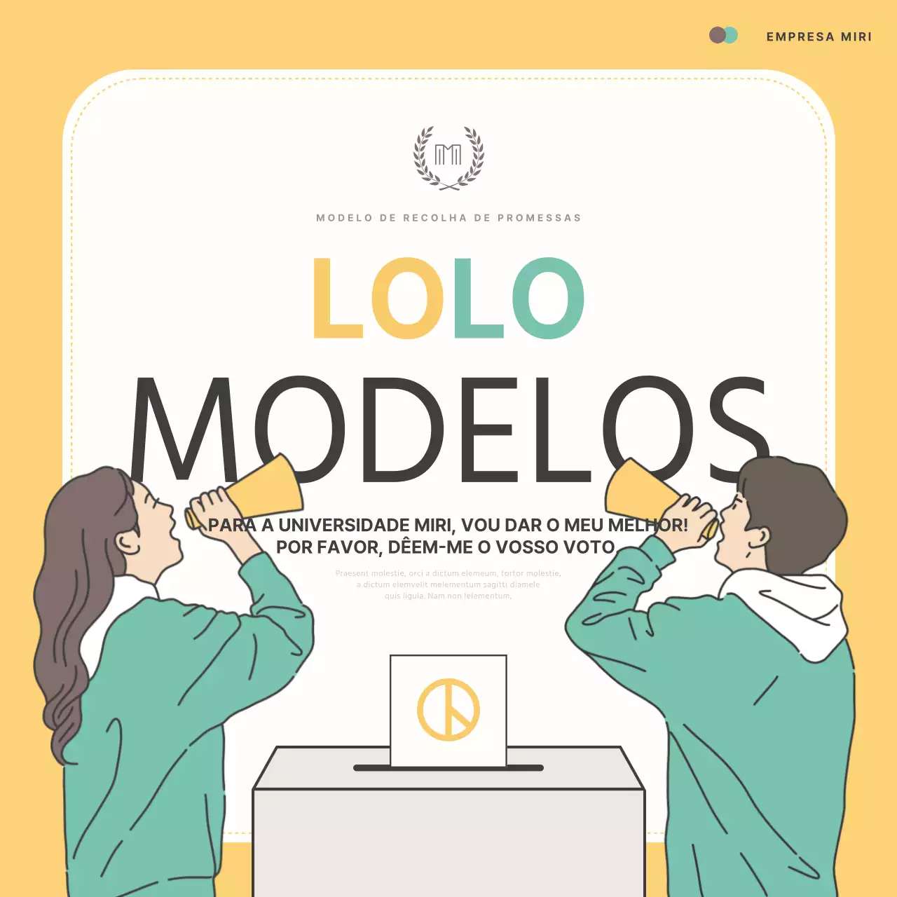 Promover um compromisso do governo estudantil amarelo e menta na moda