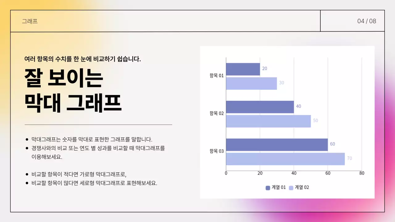 보라색과 노랑의 심플한 발표하기 좋은 쪽수 기입 보고서