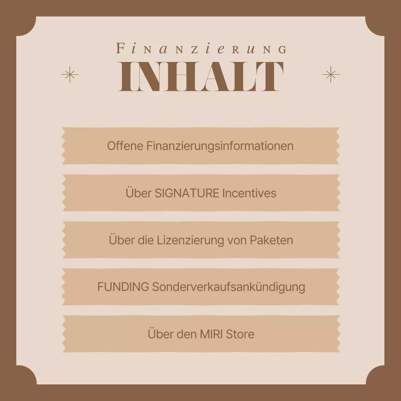 Einfache Fördermittelanzeige mit braunem Hintergrund