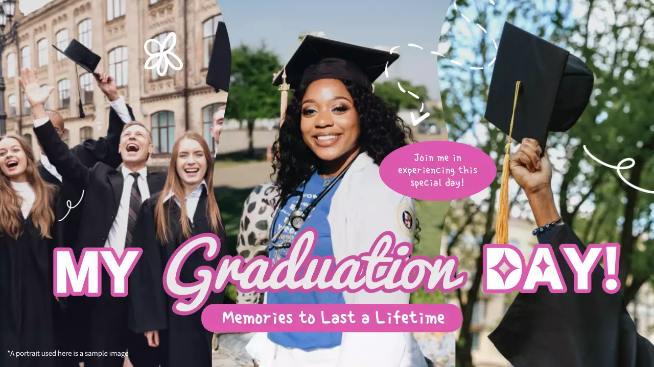 Pink Trendy Graduation Invitation YouTube Thumbnail