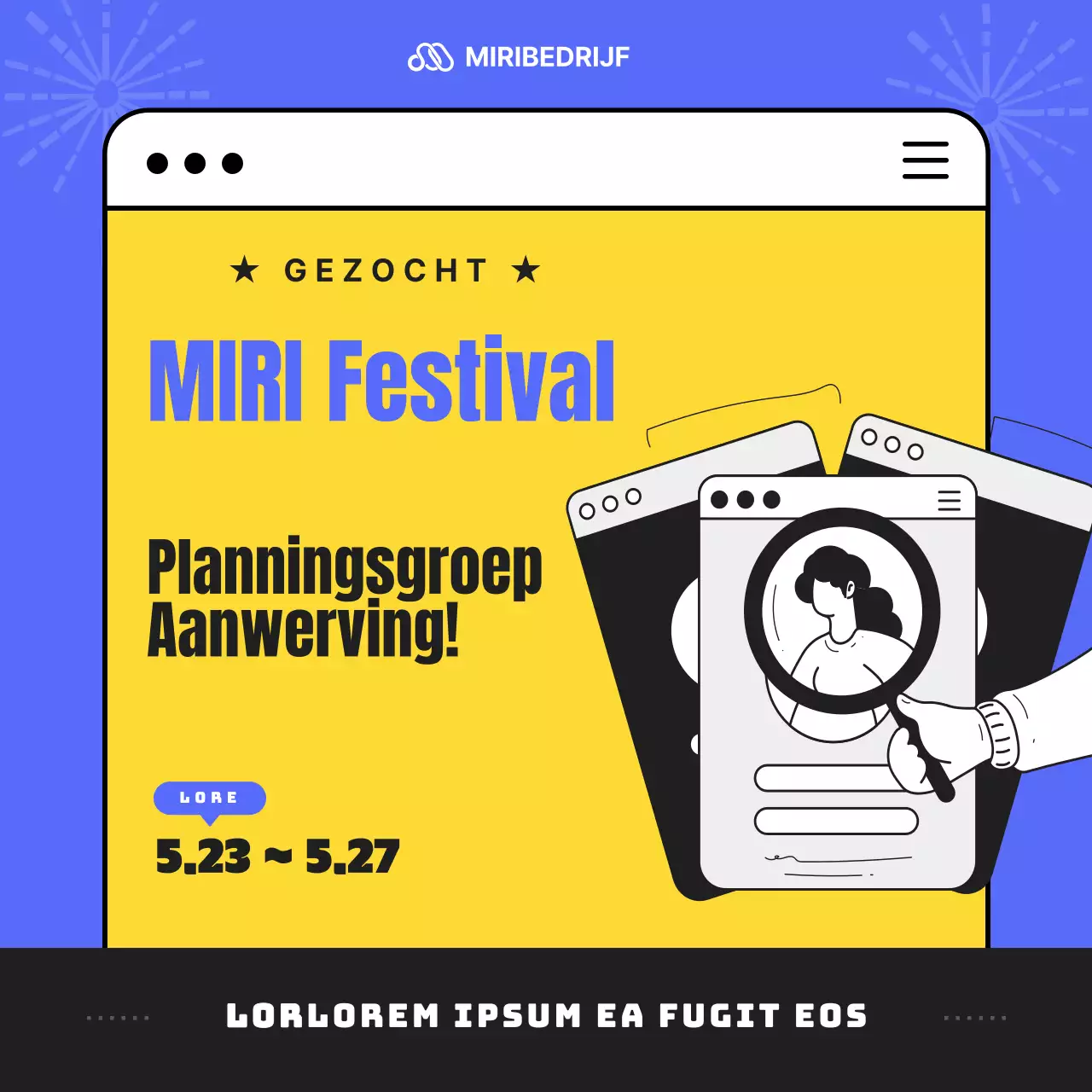 Promoot werving met een knal geel en blauw