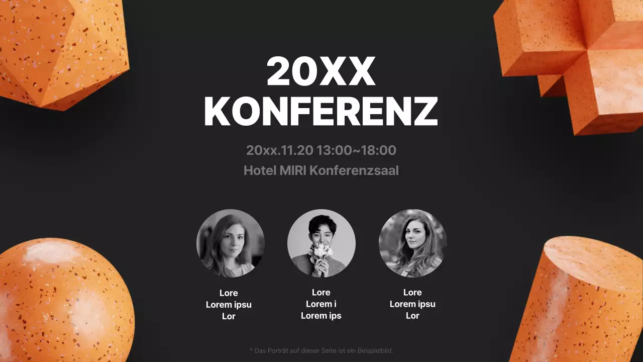 Ein moderner Konferenzprospekt in Schwarz und Orange