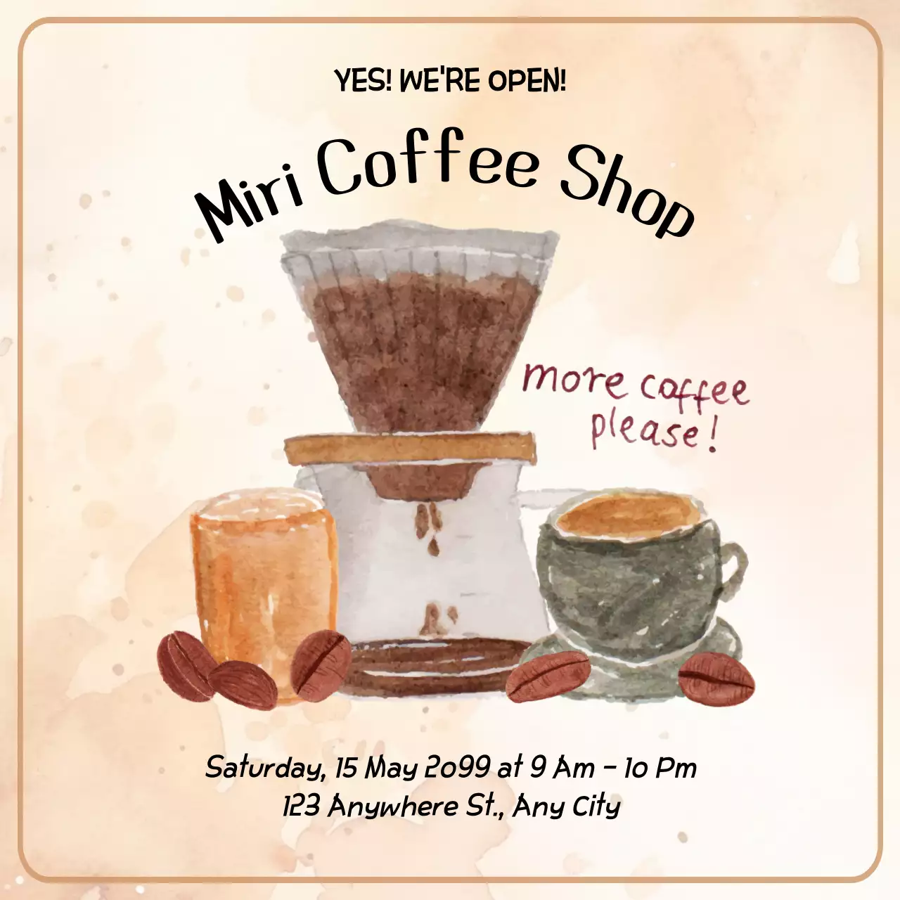 트렌디한 커피숍 그랜드 오프닝 초대 포스터