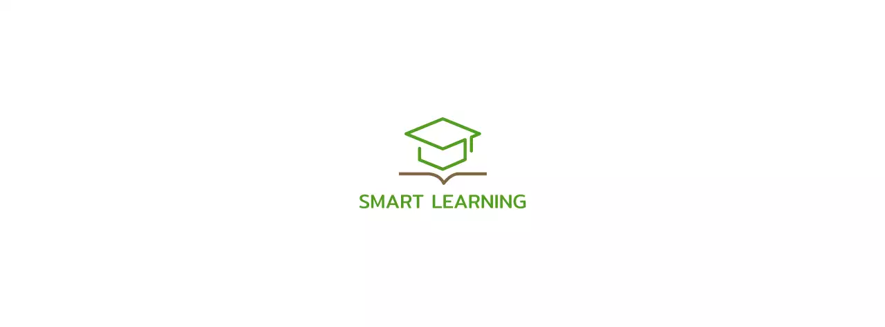 그린 색상의 학사모와 책 일러스트 로고가 있는 스마트 학습