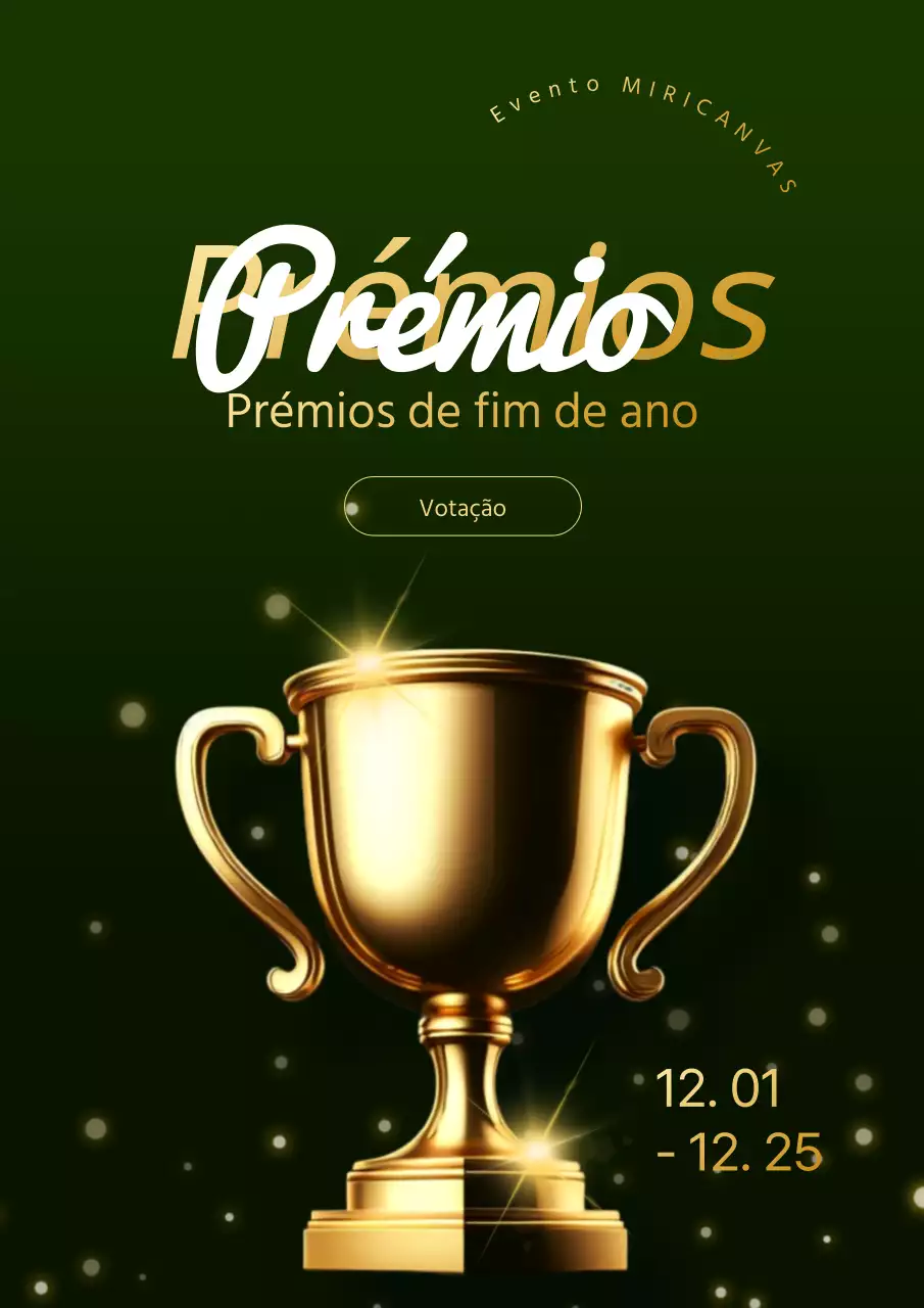 Um luxuoso anúncio do evento de fim de ano dos melhores prémios em caqui e dourado