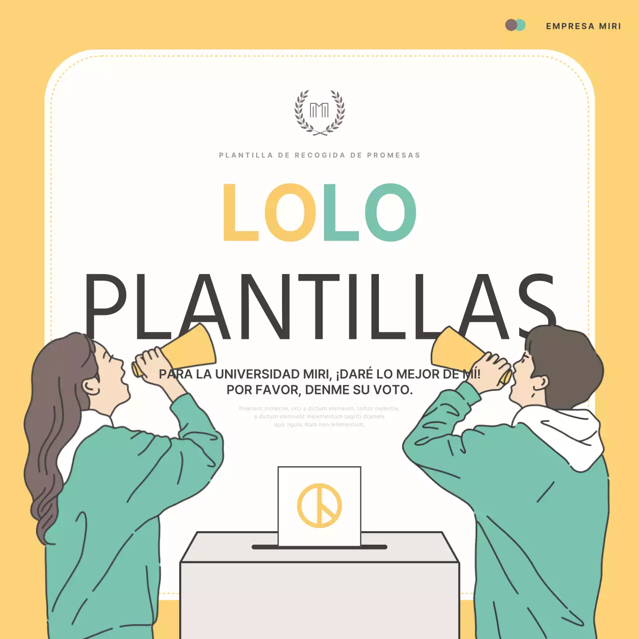 Promover un compromiso del gobierno estudiantil de moda en amarillo y menta