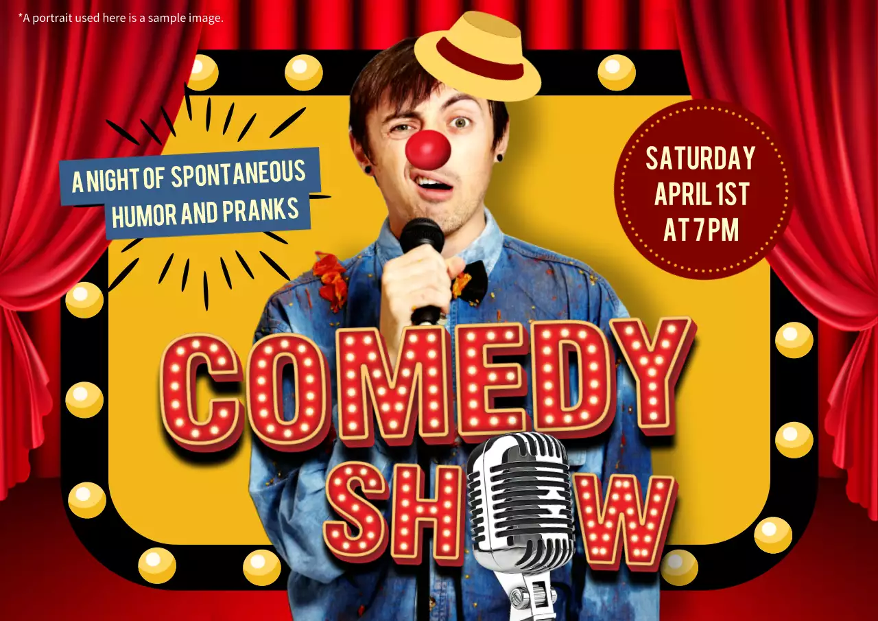 레드 레트로 코미디 홍보 포스터