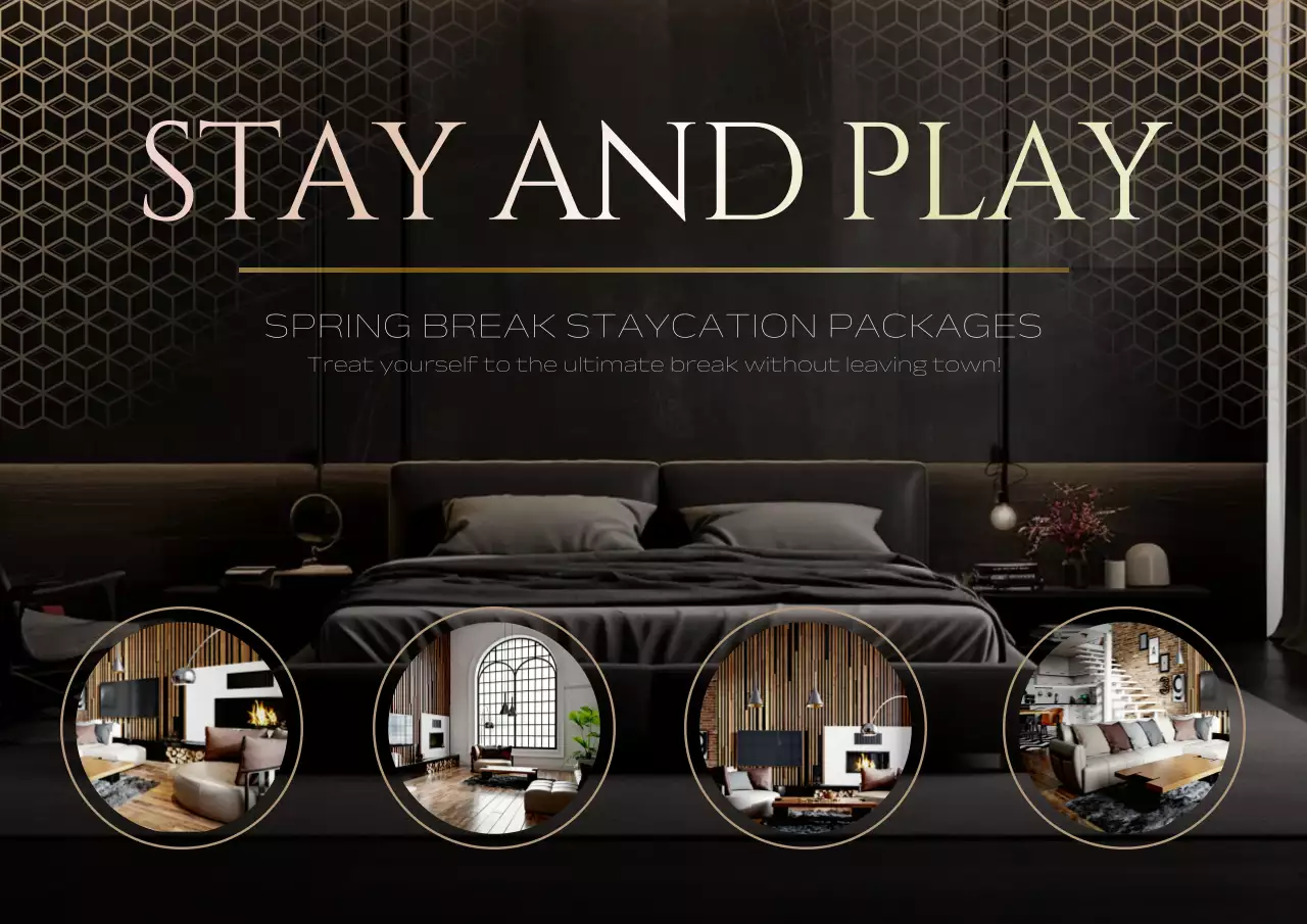 Black Elegant Staycation Promotion Poster