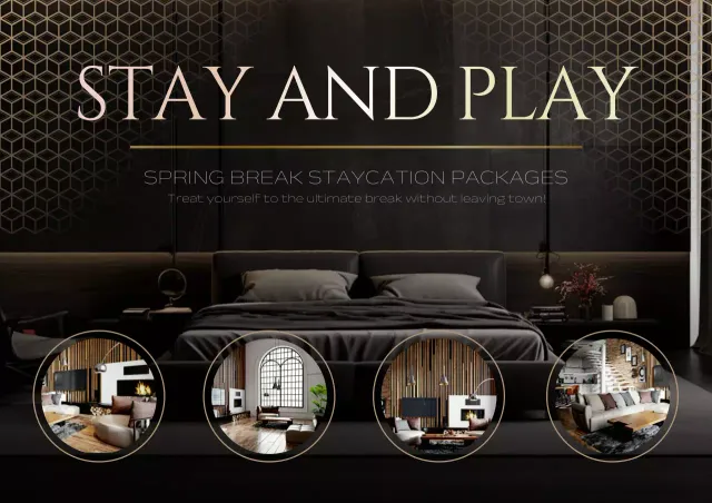 Black Elegant Staycation Promotion Poster