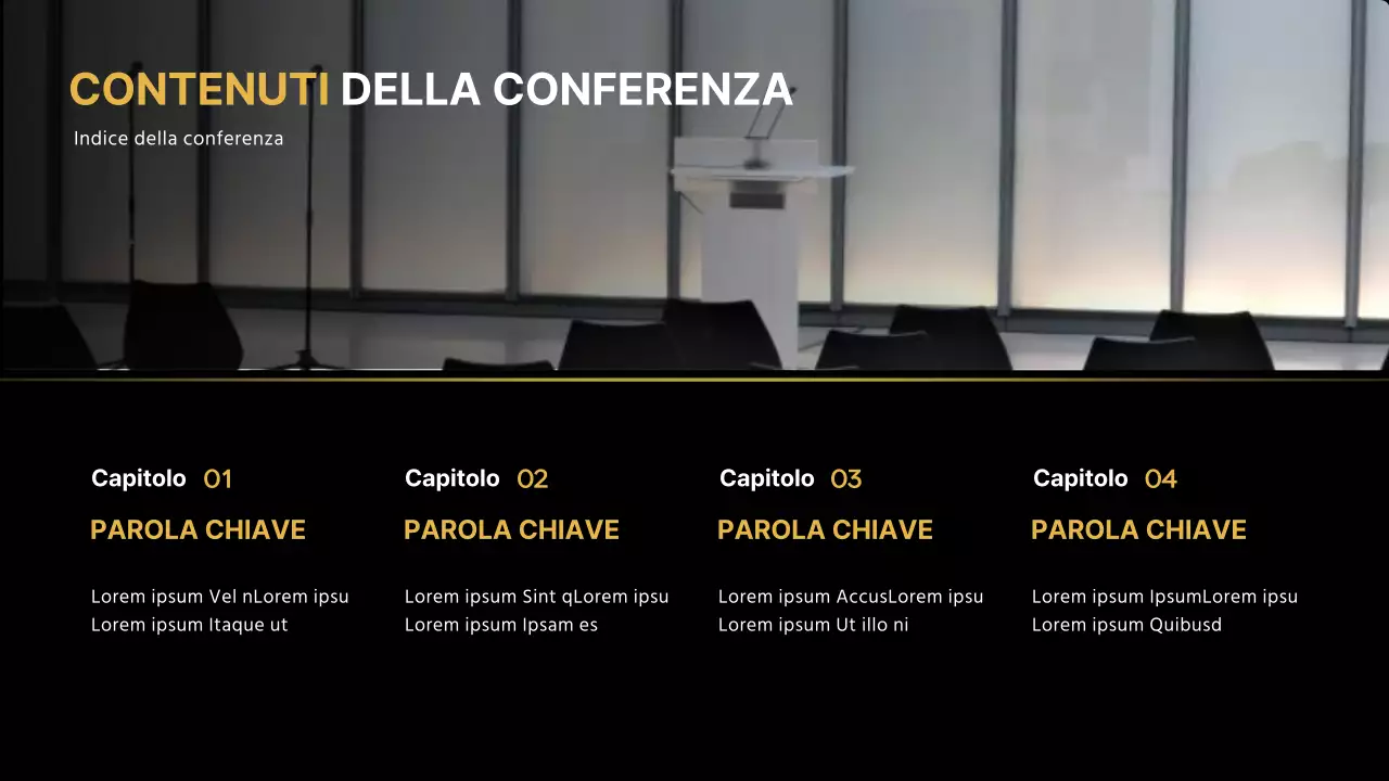 Oro e nero per una presentazione di classe a una conferenza d'affari
