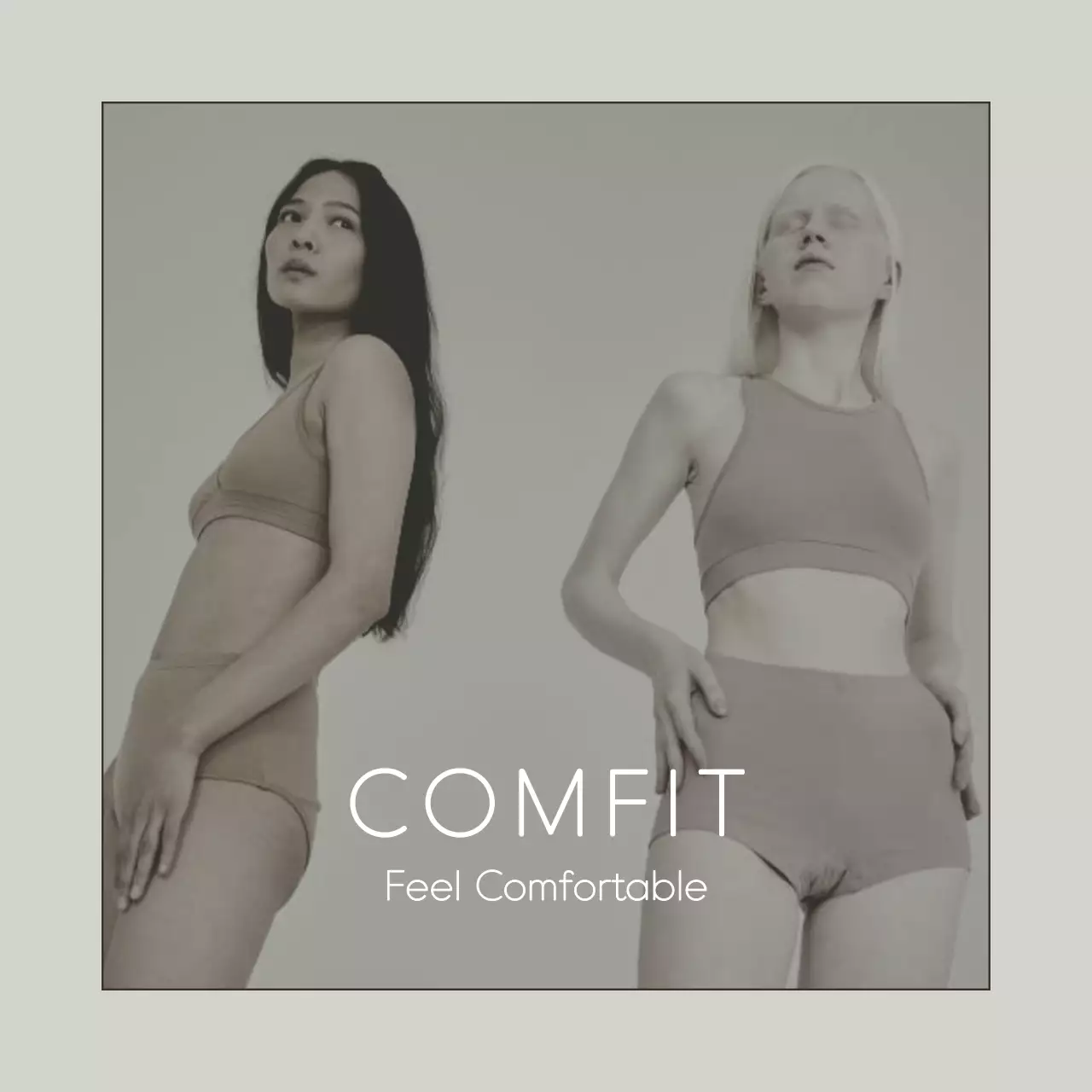 흰색과 연두의 심플한 속옷 광고