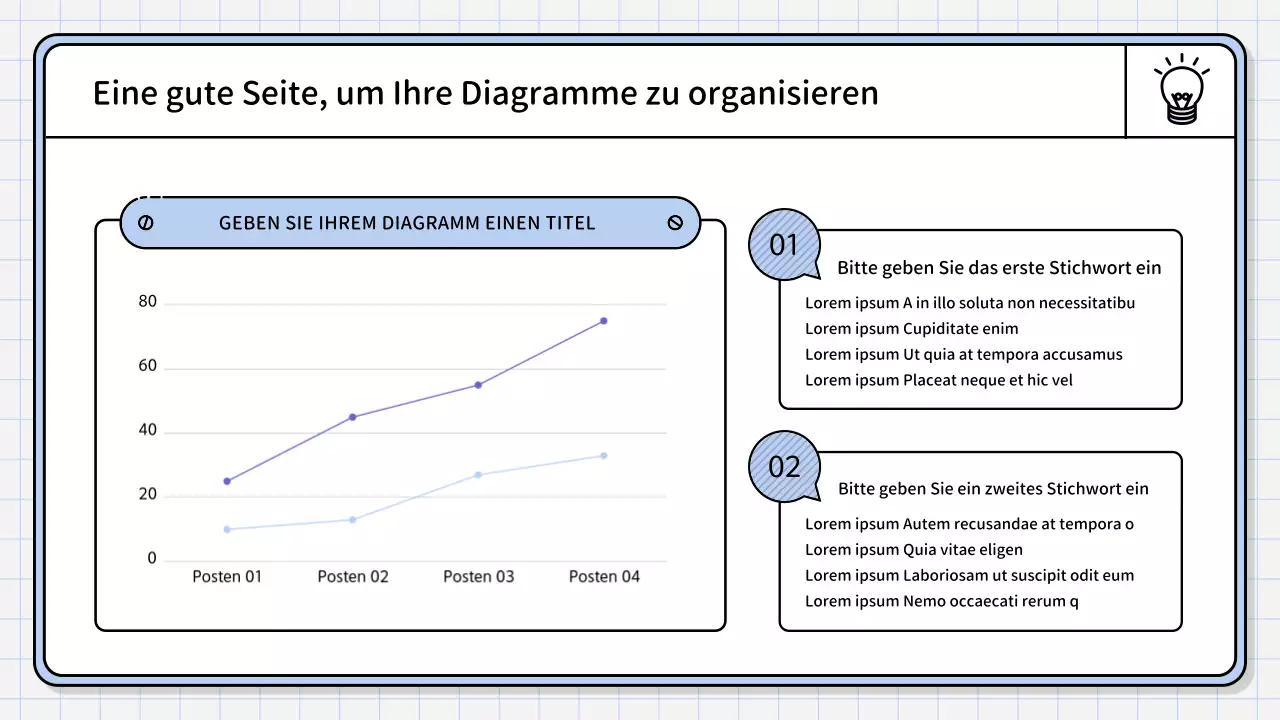 Ein einfacher, hellblauer zusammenfassender Bericht