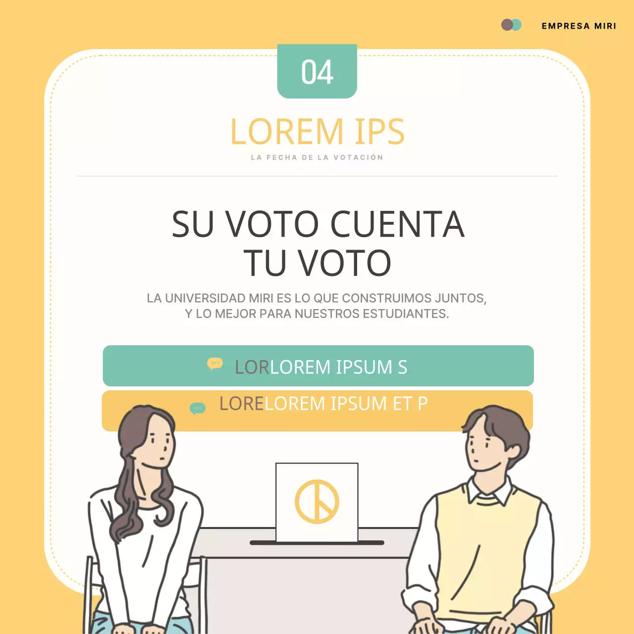 Promover un compromiso del gobierno estudiantil de moda en amarillo y menta