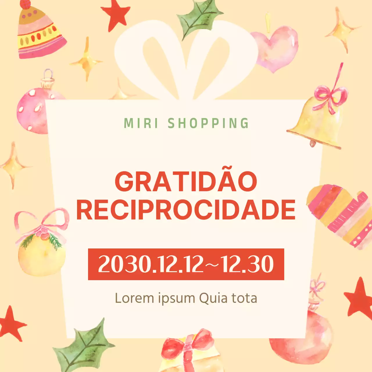 Promover um desconto numa bonita moldura de presente amarela e vermelha