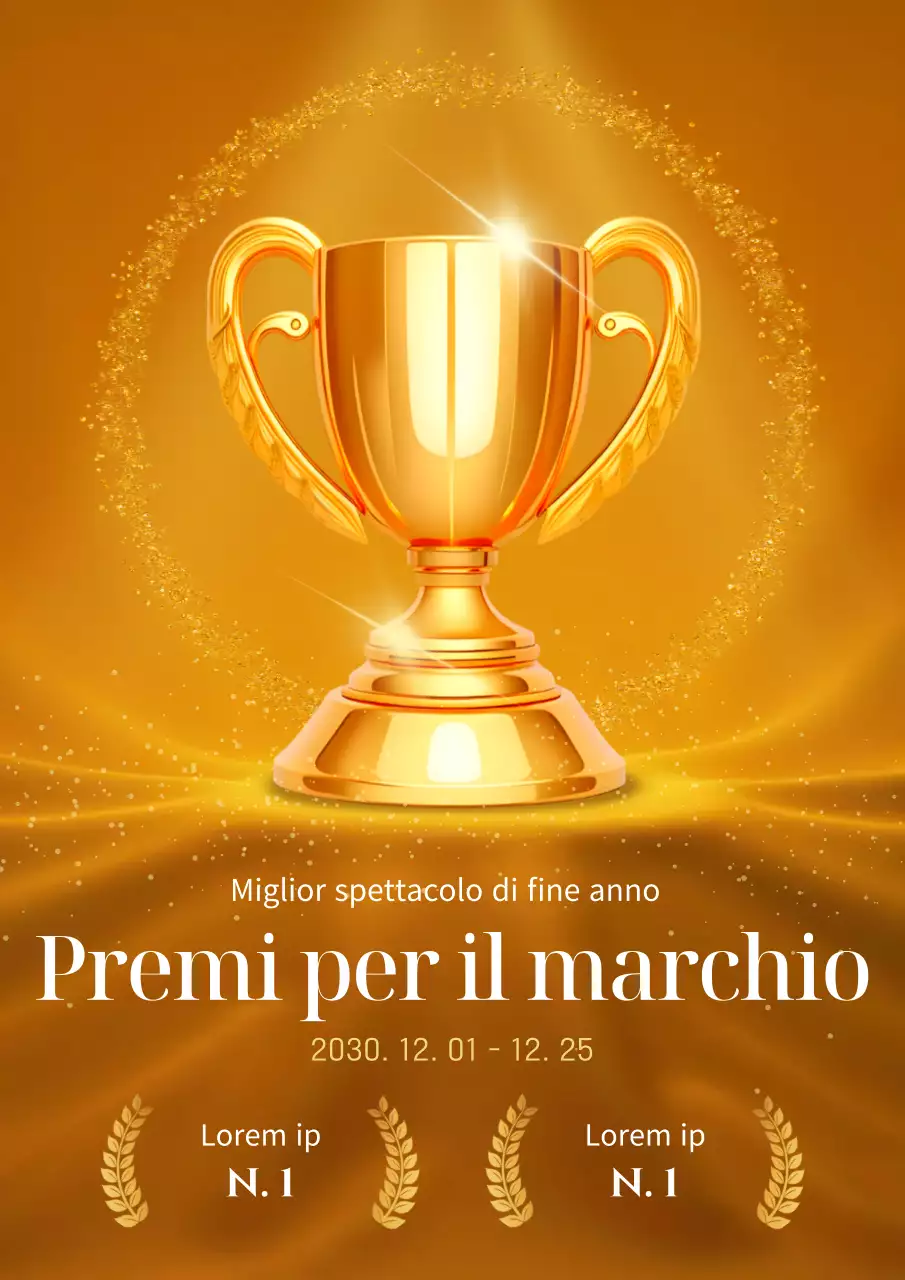 Una lussuosa pubblicità di fine anno per il best of show in giallo e oro