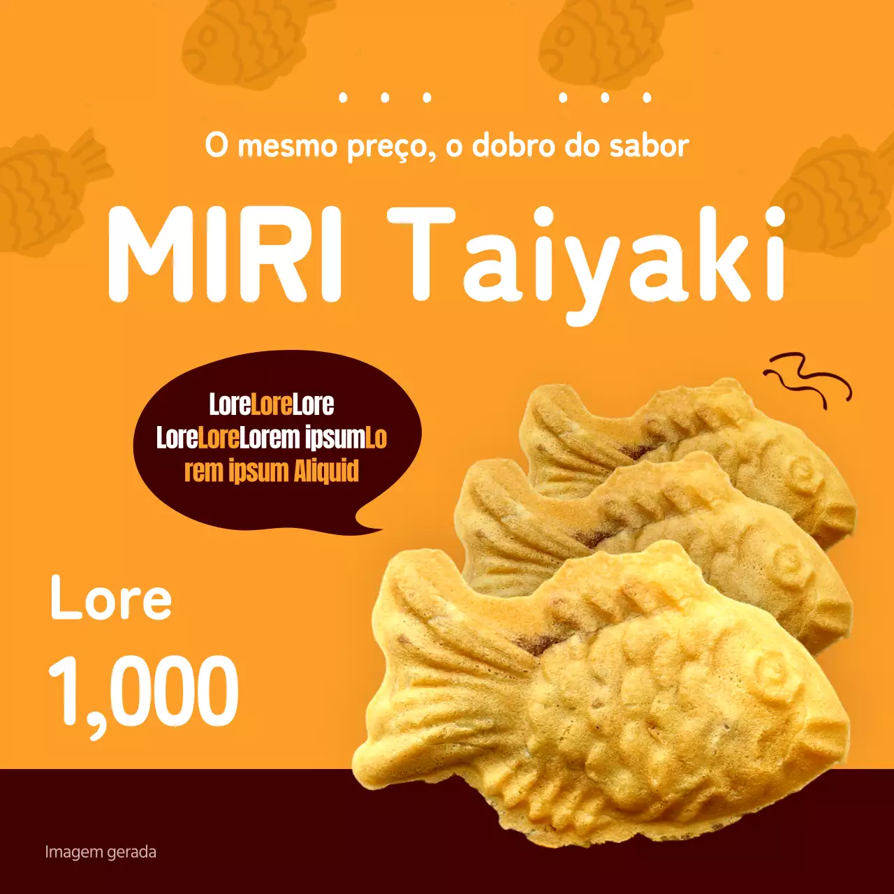 Taiyaki minimalista laranja e castanho para promover as vendas
