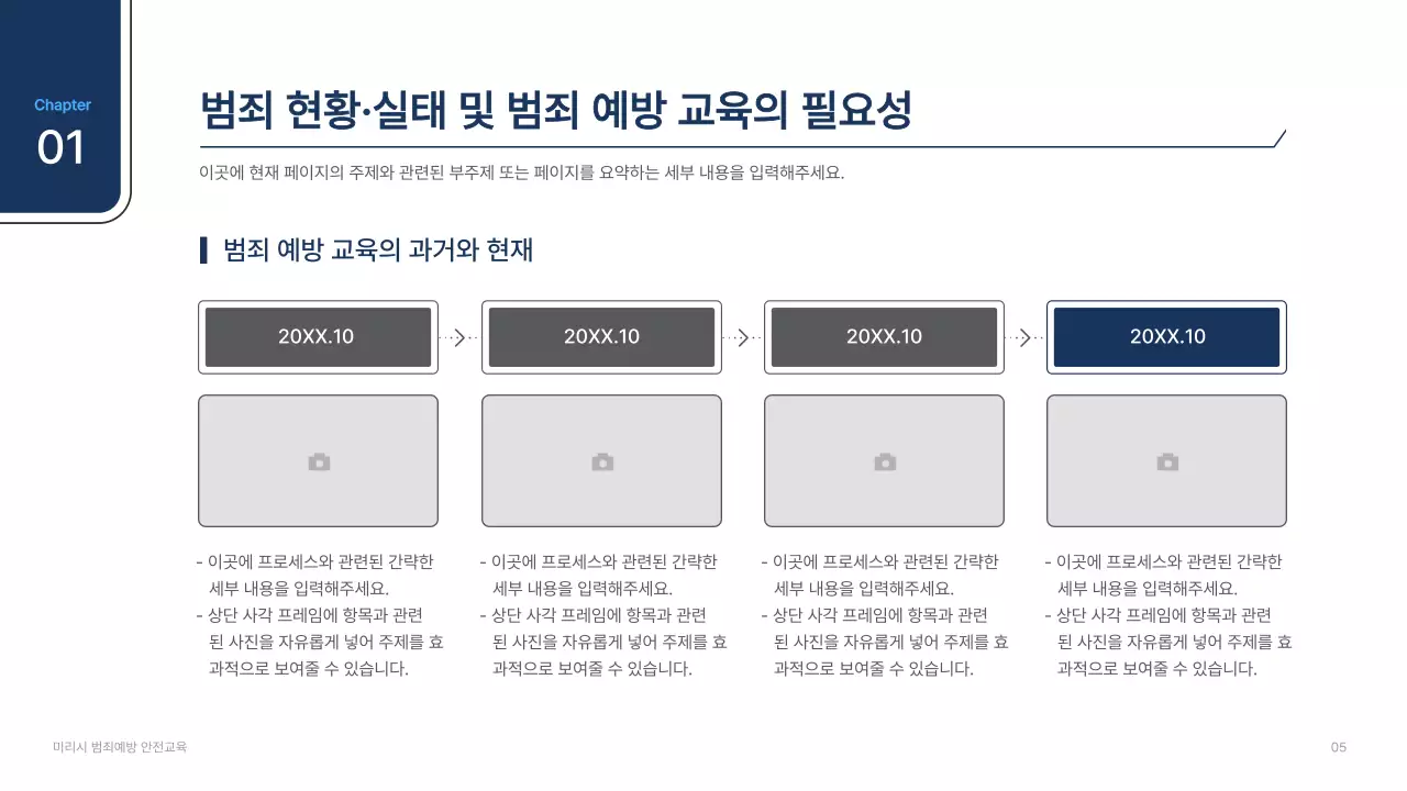 흰색과 남색의 심플한 범죄예방 발표자료